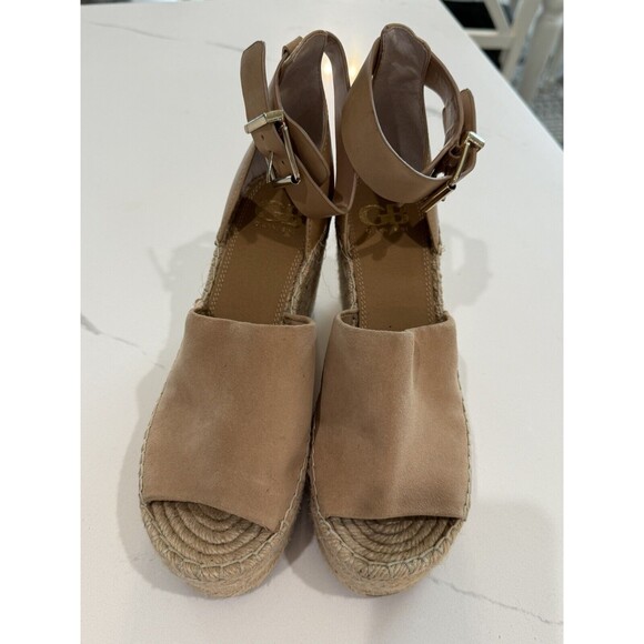 Giani Bini Ankle Strap Wedge High Heel Espadrille Tan Leather Size 8.5 M Sandals - Picture 11 of 11